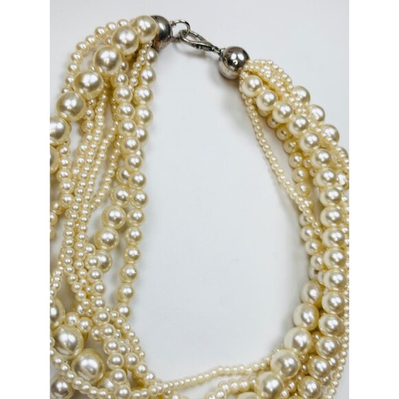 Multi-Strand Faux Pearl Necklace With Lobster Clasp - Picture 5 of 10
